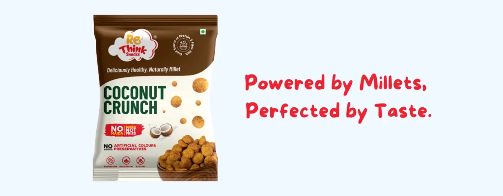Crunchy baked coconut millet snack made with wholesome ingredients